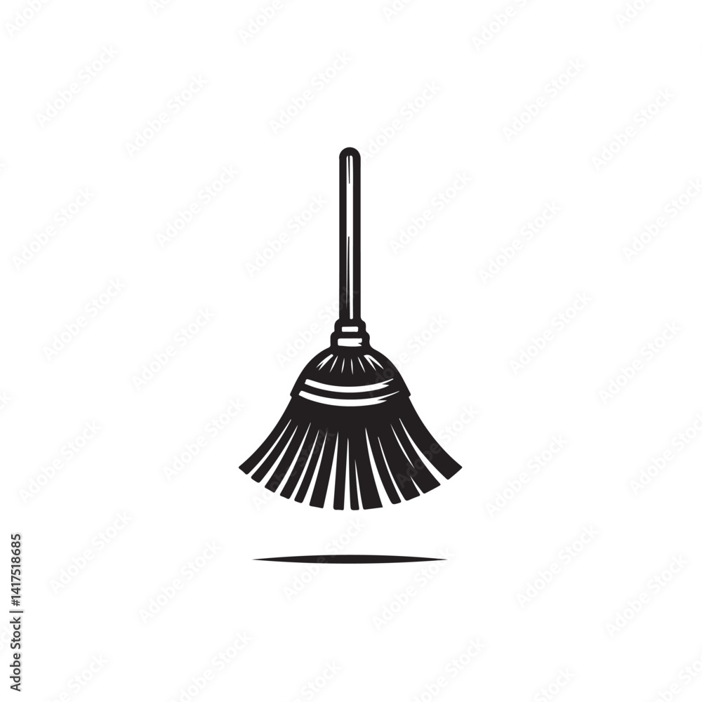 Broom icon Flat Vector silhouette Broom icon Flat Vector silhouette