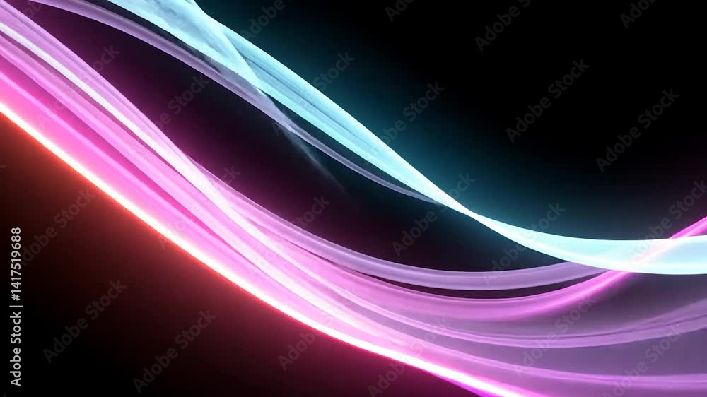 Wavy bands of light pink, blue, orange, with black backdrop Wavy bands of light pink, blue, orange, with black backdrop