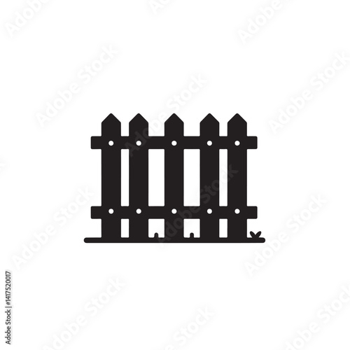 Wooden Fence Panel Silhouette in Flat Style