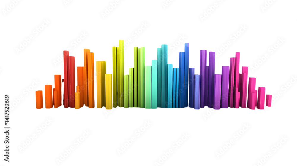 Rainbow Equalizer Bars on White Background for Graphic Design Projects Rainbow Equalizer Bars on White Background for Graphic Design Projects