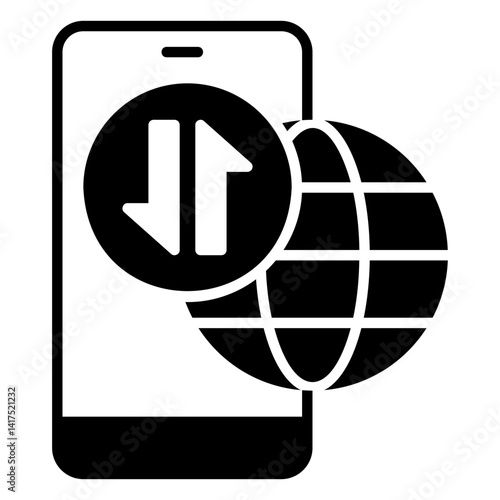 Mobile data icon or mobile operator internet service
