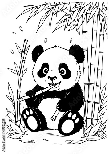 Coloring book page little panda