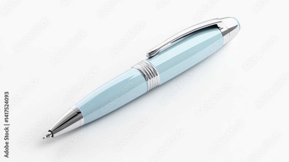 Ice Blue Pen Mockup Isolated on White Background. Generative AI Ice Blue Pen Mockup Isolated on White Background. Generative AI