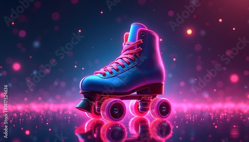 a roller skate with neon sparkles, retro style vector