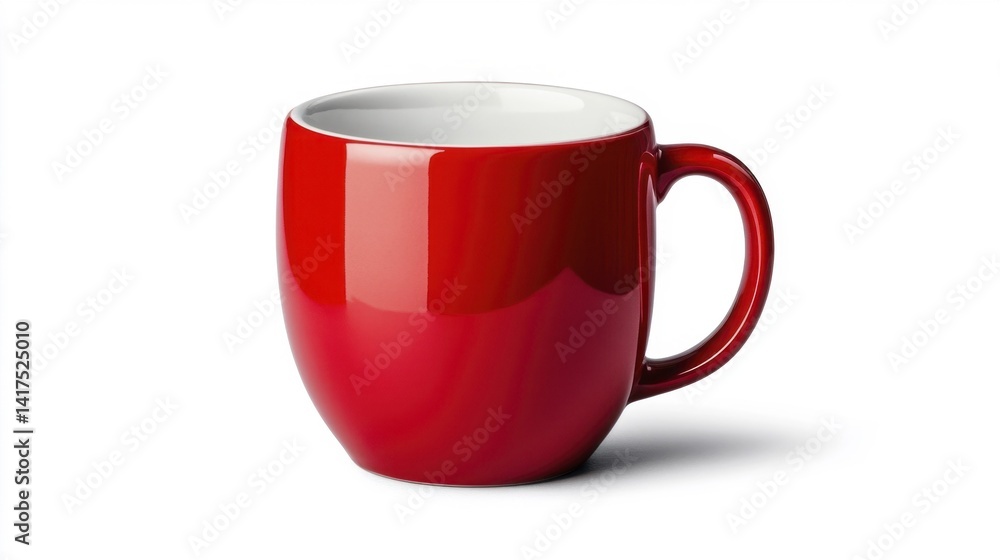 Red ceramic coffee mug on white background. Generative AI Red ceramic coffee mug on white background. Generative AI