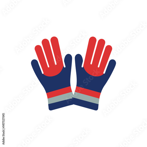 Protective Gloves Red and Blue Winter Handwear for Cold Weather Protection