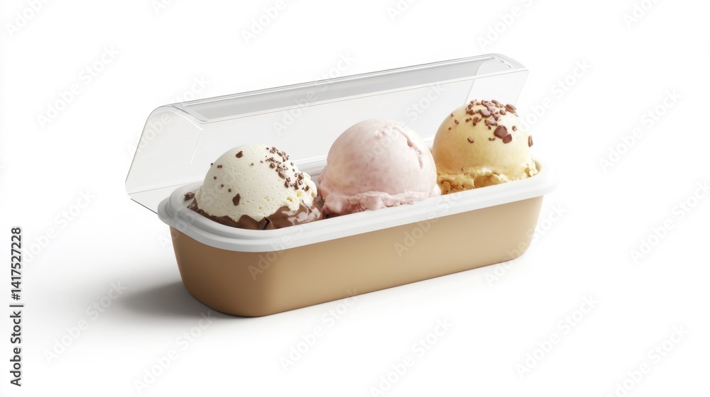 Ice cream tub packing mockup isolated on white background. Generative AI