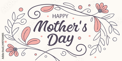 Elegant floral vector illustration with the text 'Happy Mother's Day'.