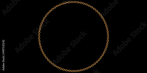 Gold Chain Jewelry On Black Background, Decorative Frame Design Element Vector Illustration.