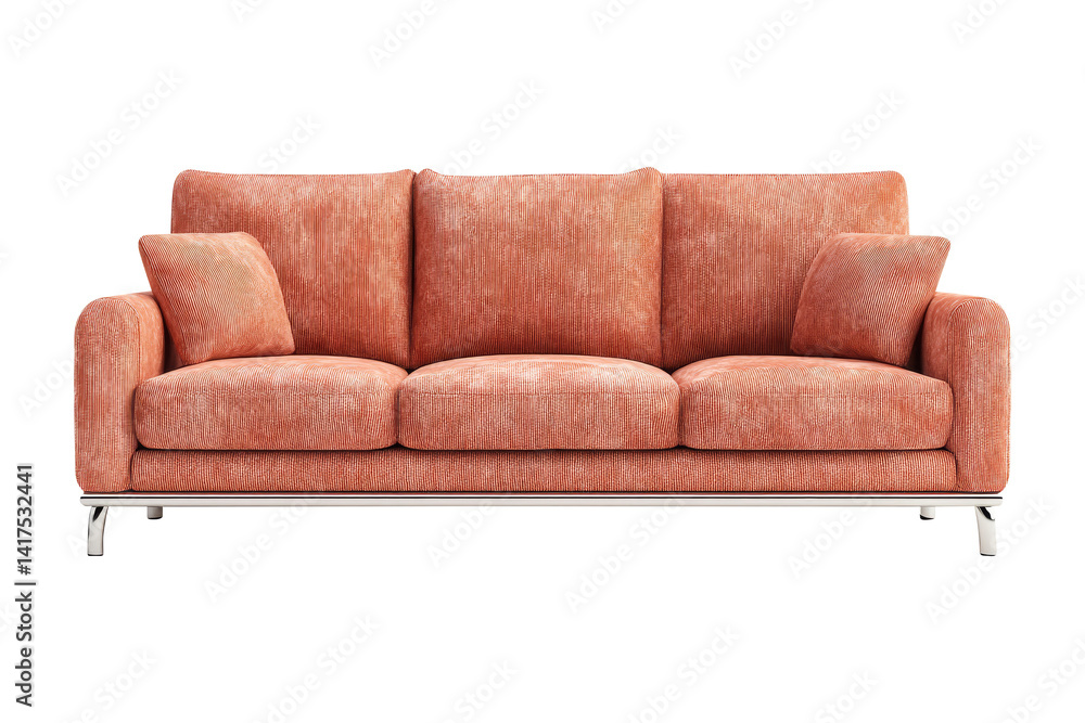 Modern Orange Textile Sofa with Sleek Lines and Soft Cushions for Contemporary Living Spaces