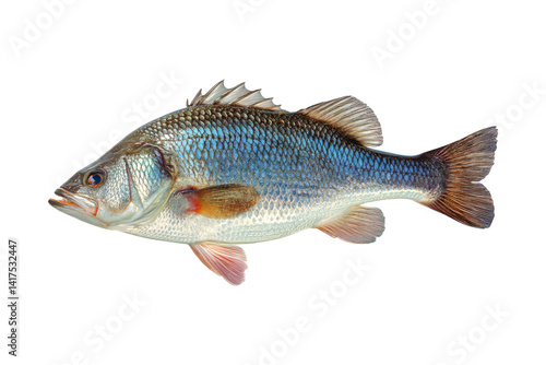 Obraz na płótnie Fresh Sea Bass with Glistening Scales Reflecting Light for Culinary and Creative Use w salonie