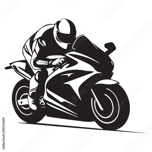 Sports MotoGP racer vector silhouette on a white background