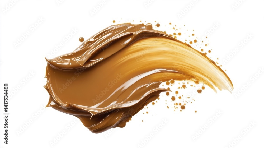 Toffee color brush stroke isolated on white background. Generative AI Toffee color brush stroke isolated on white background. Generative AI