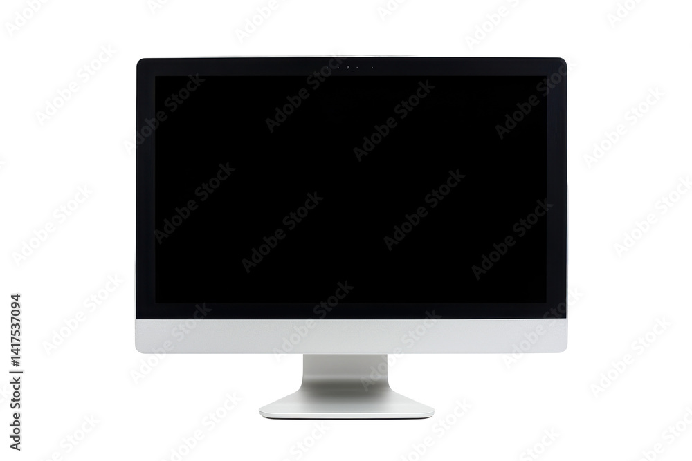 Desktop with blank screen isolated on PNG transparent background, cut out Desktop with blank screen isolated on PNG transparent background, cut out