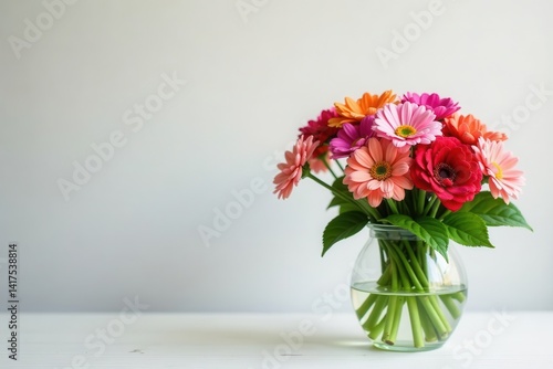 Wallpaper Mural Diverse colorful flowers in a clear glass container, petals, beauty Torontodigital.ca