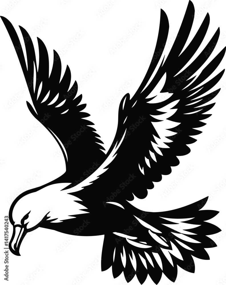 Fototapeta premium Albatross soaring gracefully silhouette vector illustration