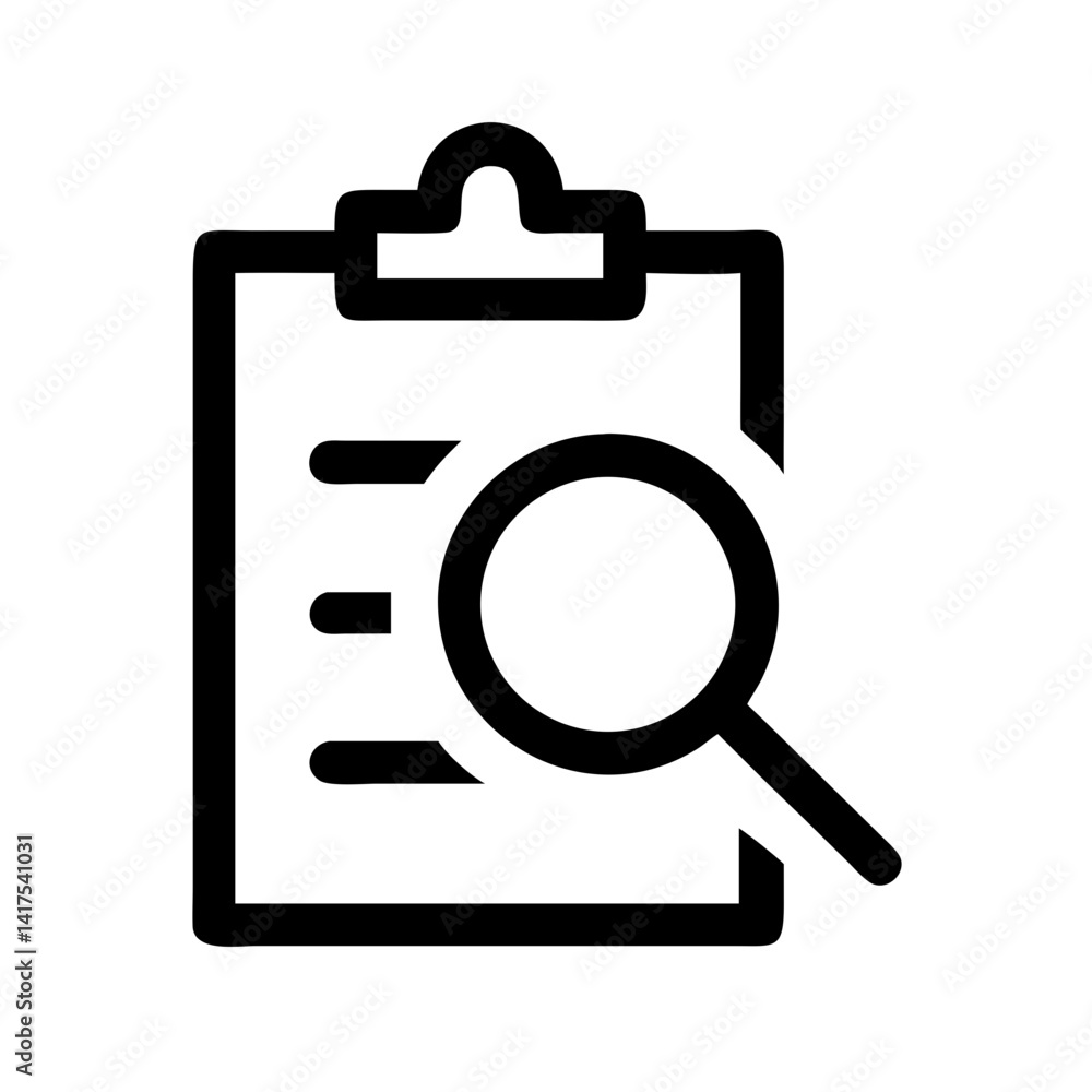 Clipboard with Magnifying Glass Icon Design Clipboard with Magnifying Glass Icon Design