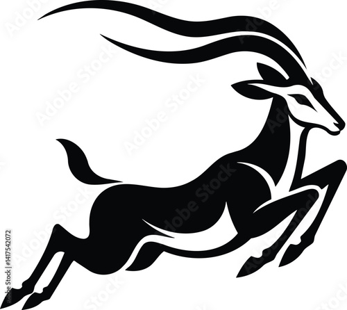 Antelope Leaping Gracefully in Black and White Silhouette