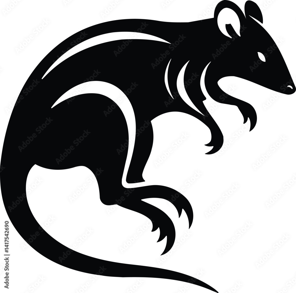 Obraz premium Bandicoot Mid Hop Silhouette with Snout Raised and Tail Curled