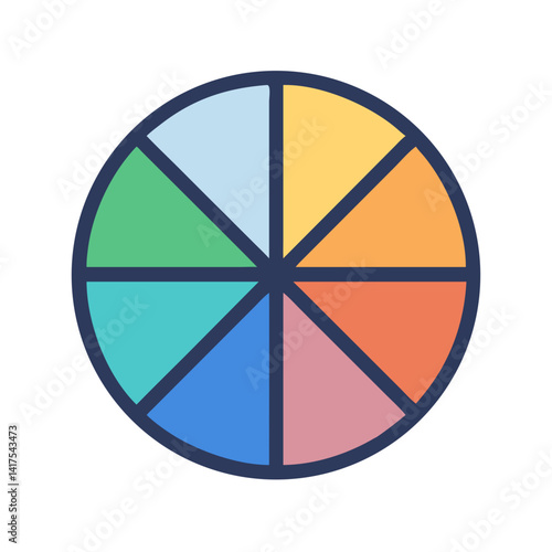 Color Wheel with Segment Divisions Icon Design