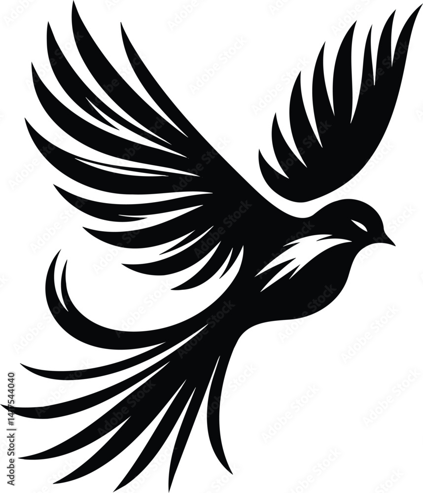 Fototapeta premium Elegant Bird Silhouette in Flight Modern Vector Illustration