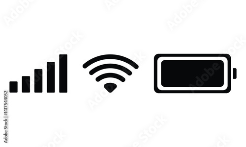 Notification bar battery wifi signal icons Vector Illustration. EPS 10