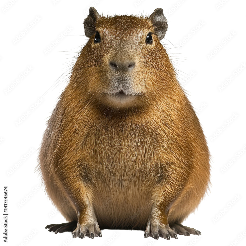 Adorable Capybara Sitting Calmly on a Plain Background Adorable Capybara Sitting Calmly on a Plain Background