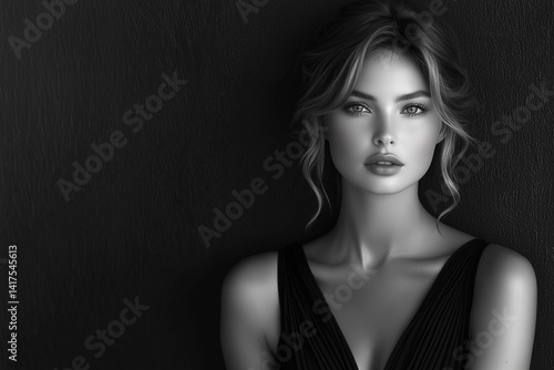 Wallpaper Mural A woman in classic dress black and white style Torontodigital.ca