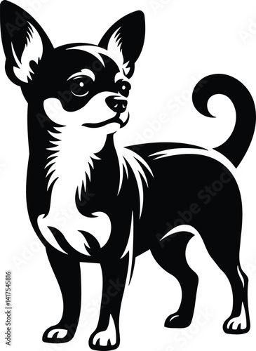 Alert Chihuahua Silhouette with Perky Ears and Arched Back