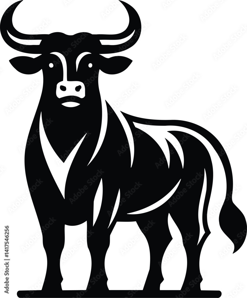 Elegant Cow Silhouette Standing Proudly in Modern Style Elegant Cow Silhouette Standing Proudly in Modern Style
