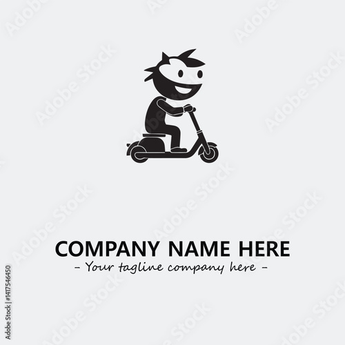 Scooter silhouette illustration black and white for logo company vector image
