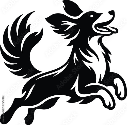 Wallpaper Mural Playful Dog Leaping Silhouette with Floppy Ears and Curled Tail Torontodigital.ca