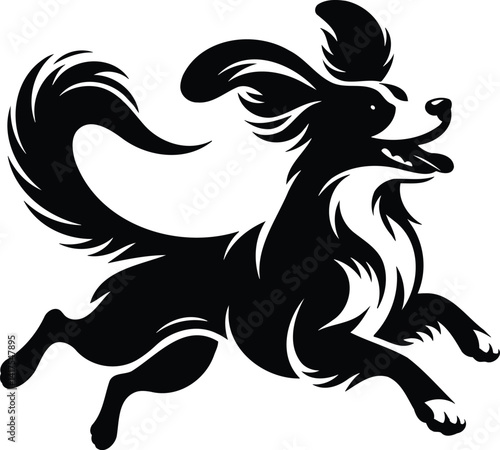 Dog leaps playfully with ears flopping