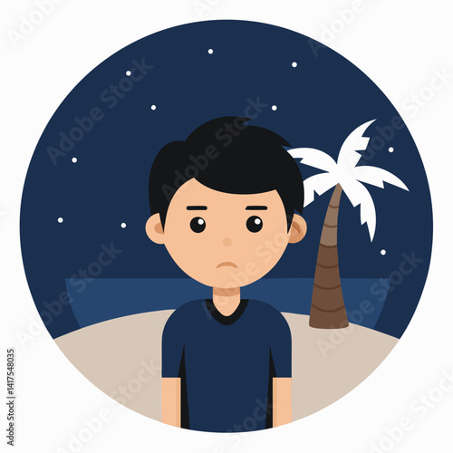 Lonely Figure on a Deserted Beach at Night