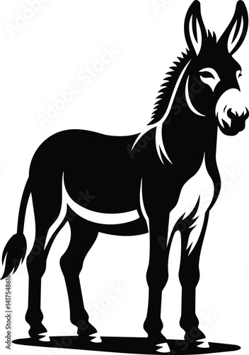 Proud Donkey Silhouette with Perked Ears and Sturdy Stance