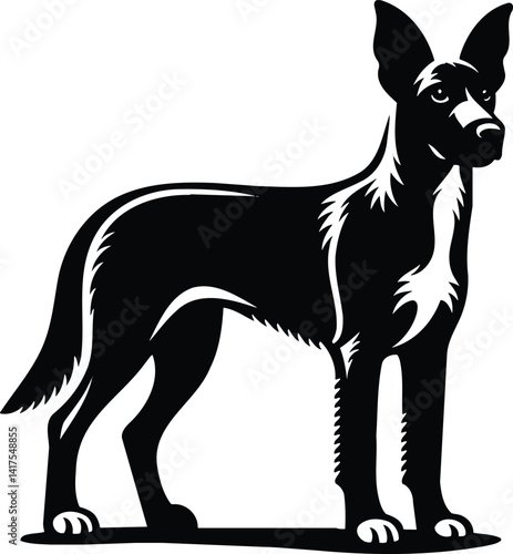 Drever silhouette of alert dog with perked ears