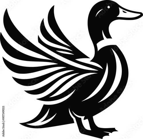 Duck Silhouette Vector Symbol Ready for Flight