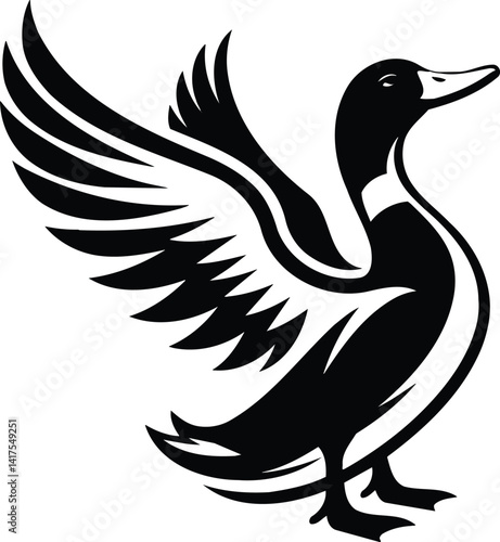 Proud Duck Silhouette About to Take Flight