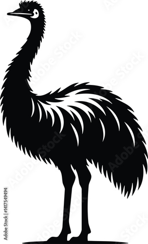 Elegant Emu Silhouette with Subtle Feather Details