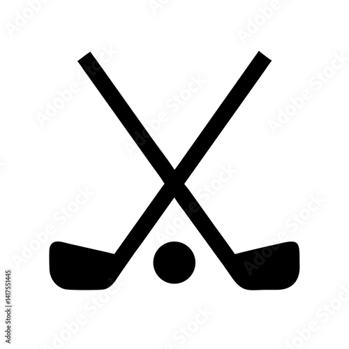 Photography Crossed Hockey Sticks with Puck Icon Design