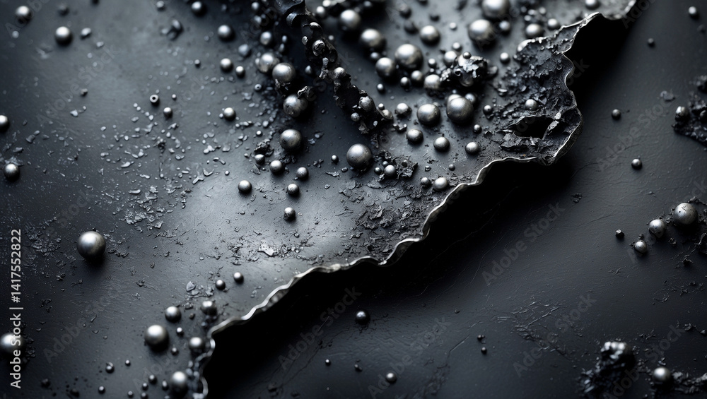 Fototapeta premium Dramatic contrast of matte and shiny oxidized silver