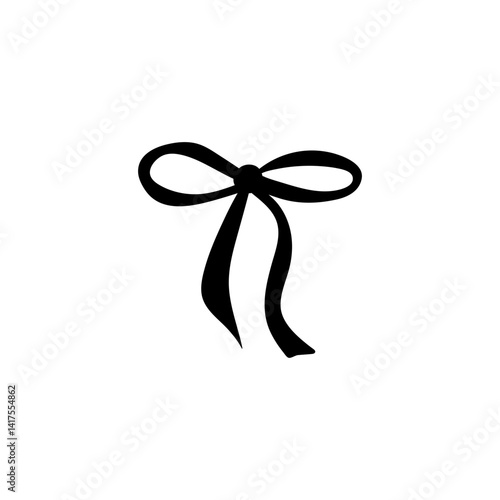 Hand drawn ribbon bow silhouette 