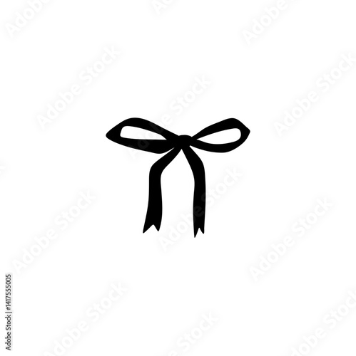 Hand drawn ribbon bow silhouette 