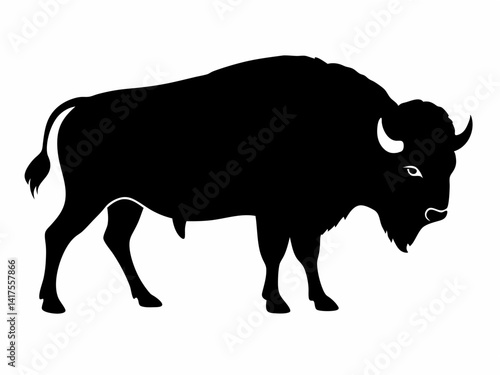 Bison buffalo vector silhouette, bison icon