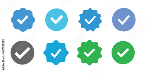 Verified badge profile set. Social media account verification icons . Guaranteed signs.Verified symbol. Approval done element collection. vector illustration eps 10.