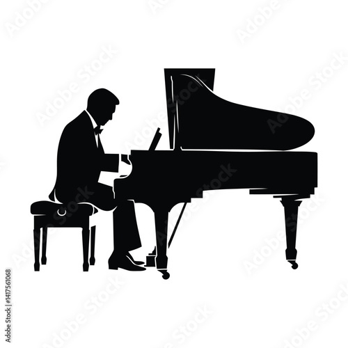 Silhouettes Set of Pianist, Grand Tune
