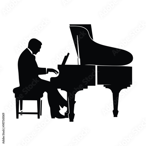 Silhouettes Set of Pianist, Concert