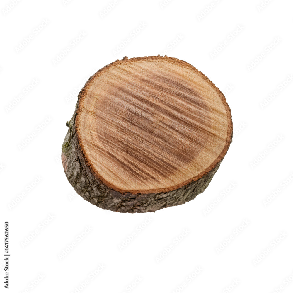 Smooth plum tree log resting against transparent backdrop, featuring clean isolated surface Smooth plum tree log resting against transparent backdrop, featuring clean isolated surface