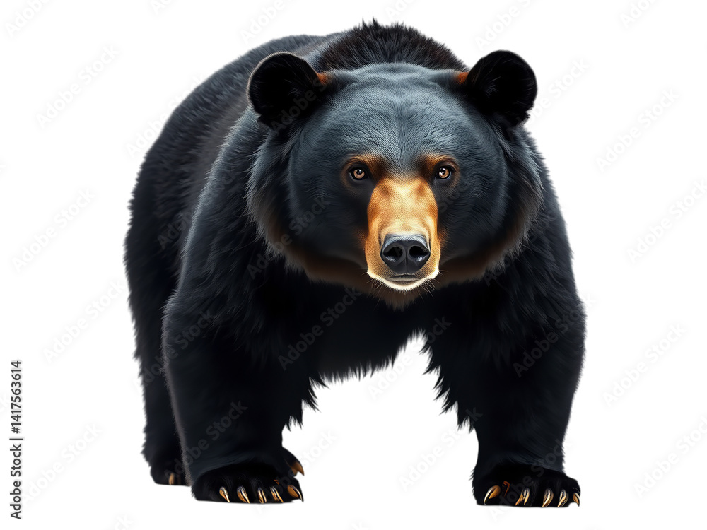 Fototapeta premium Onyx Sentinel: The Black Bear's Watchful and Imposing Guardianship