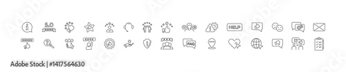 Feedback line icon set. Customer service icons collection. Feedback and Rating icon set. Vector illustration